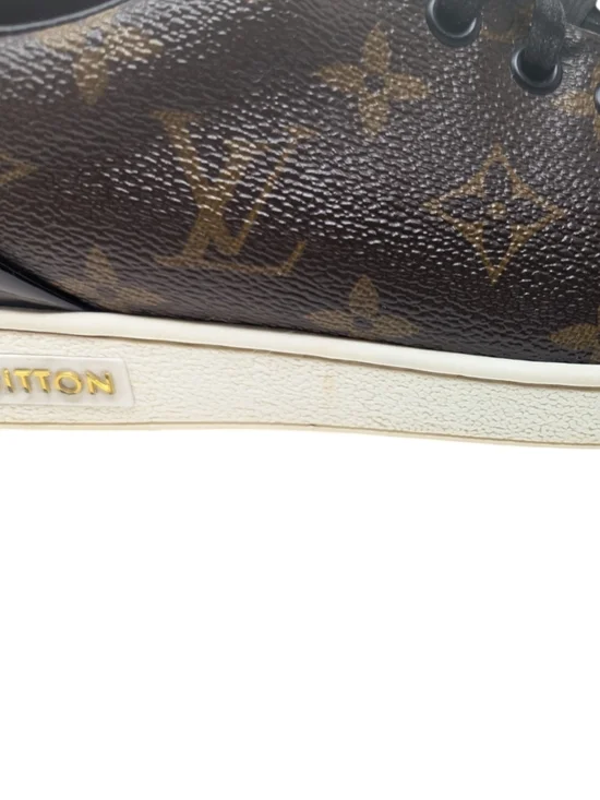 Louis Vuitton LV Monogram Leather Brown Sneakers Size EU 38.5 - Picture 6 of 16